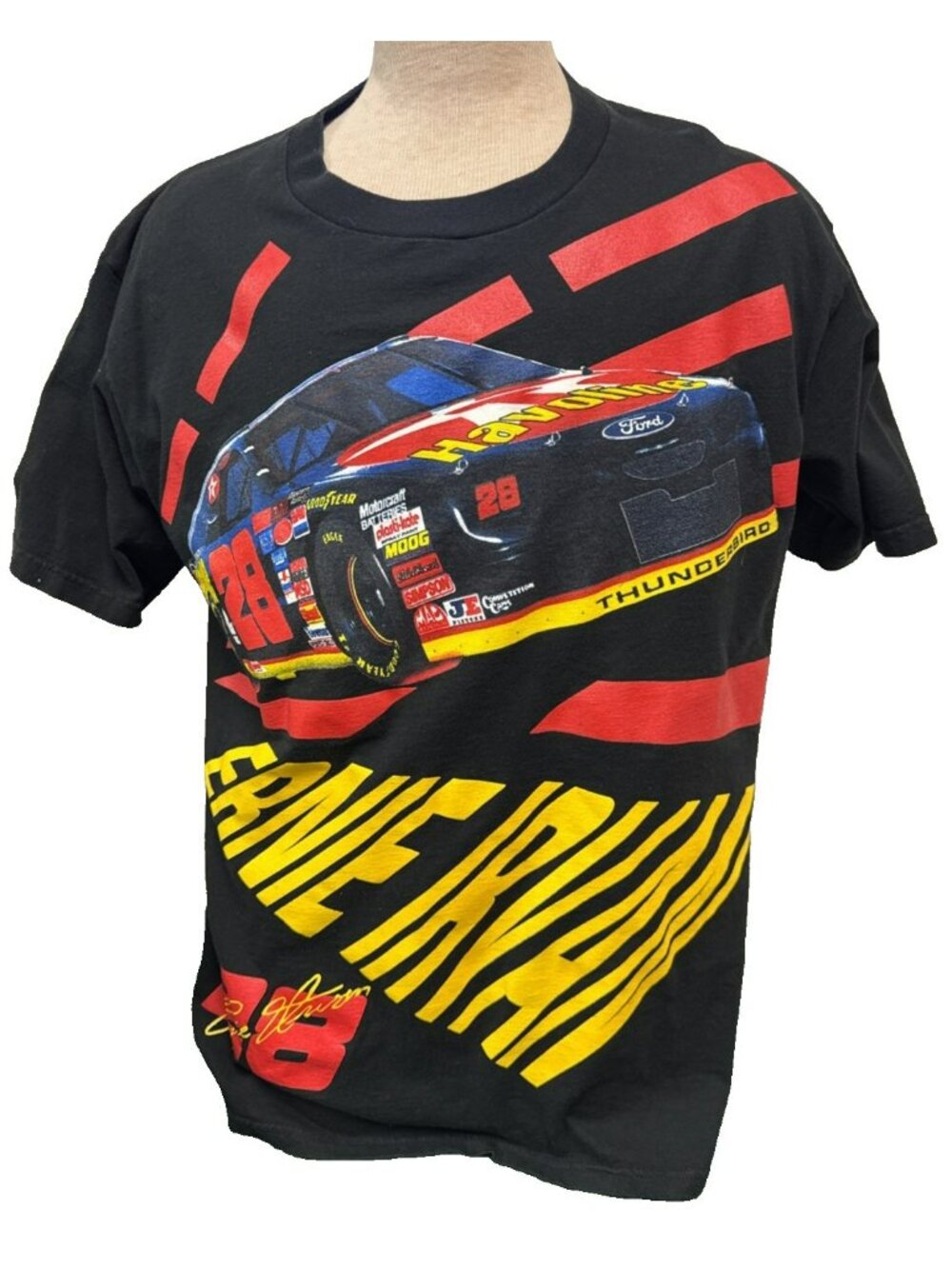 Ernie Irvan Vintage Black Graphic T-shirt NASCAR L Robert Yates Racing Vintage